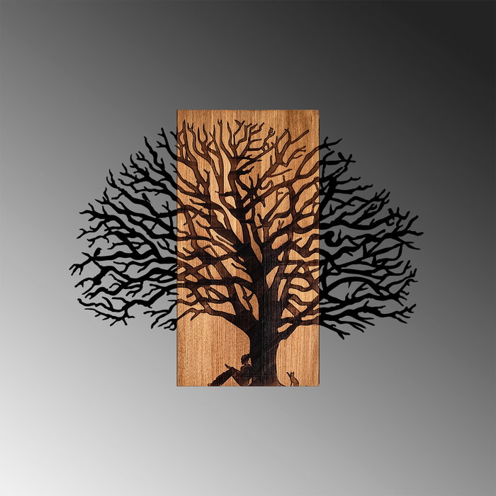 Wallity MA-307 Accesorio decorativo de pared de madera y metal Nogal y Negro